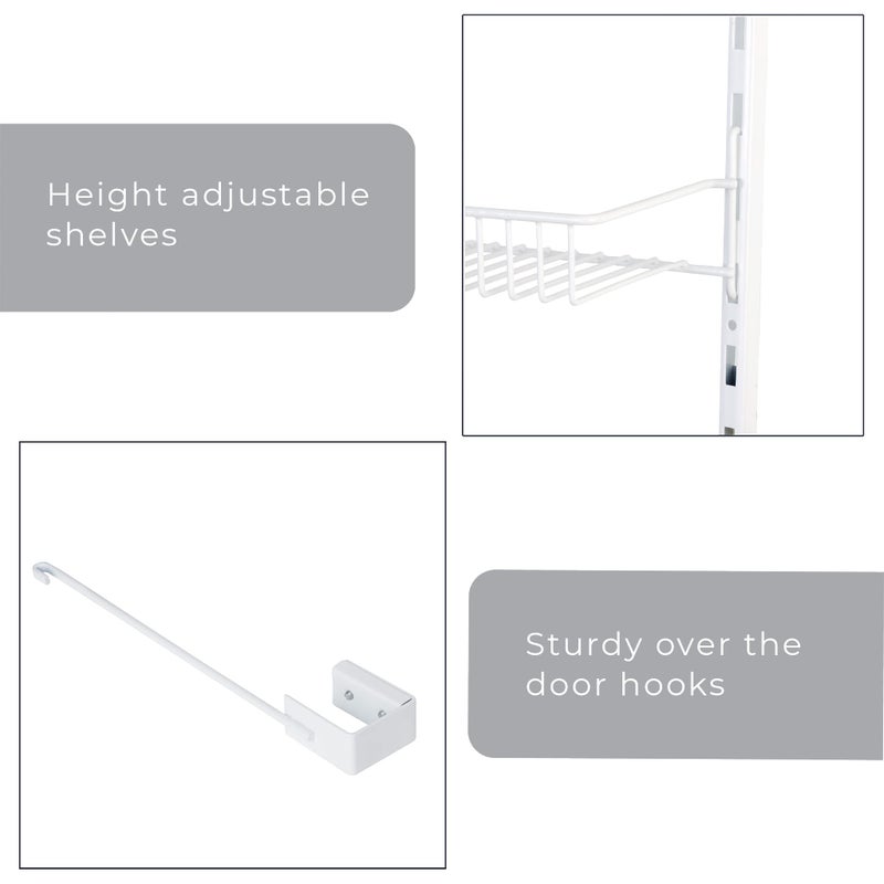Smart Design Over The Door Pantry Organizer Rack with 6 Adjustable Shelves - Steel Metal Wire Baskets and Frame - Hanging - Wall Mountable - Cans, Spice, Storage, Closet, Bathroom, Kitchen - White - Image 4